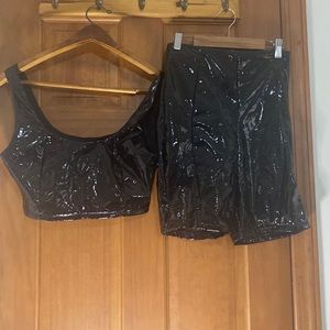 Pleather Liquid Crop and shorts set